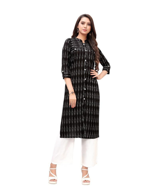 Black Printed Cotton Kurti | Sudathi