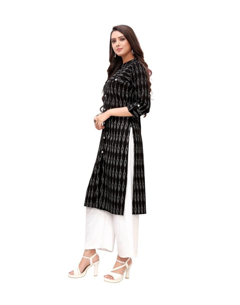 Black Printed Cotton Kurti | Sudathi