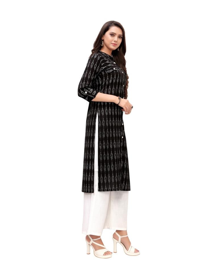 Black Printed Cotton Kurti | Sudathi