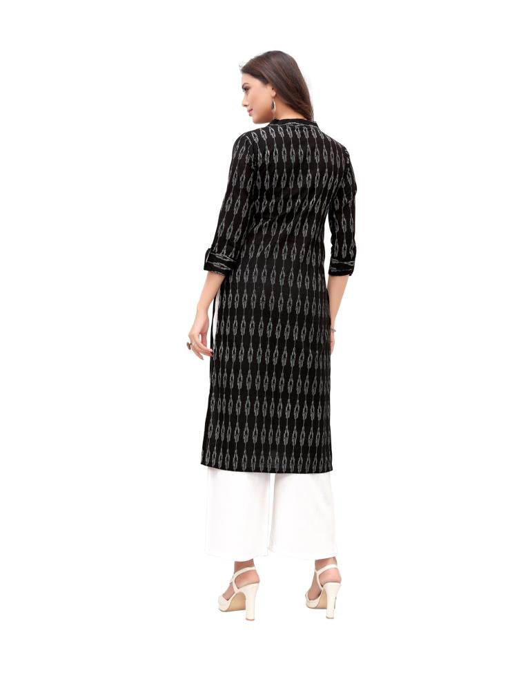 Black Printed Cotton Kurti | Sudathi