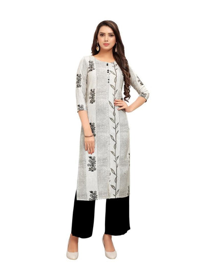 Off White Printed Cotton Kurti | Sudathi