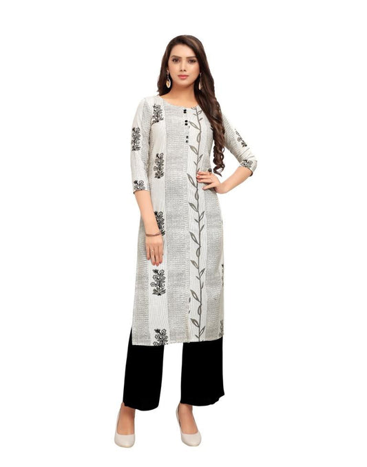 Off White Printed Cotton Kurti | Sudathi