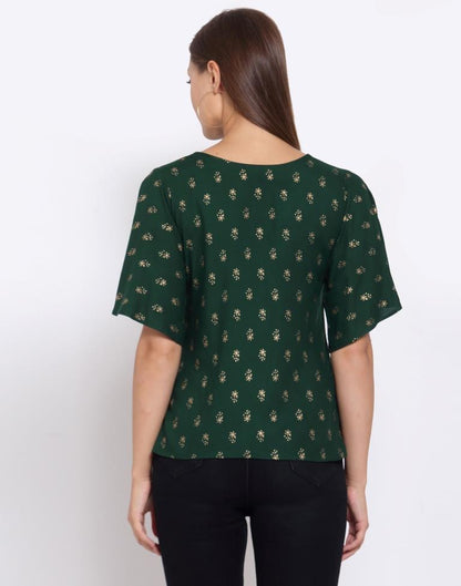 Dark Green Printed Rayon Top | Sudathi