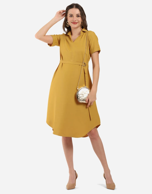 Mustard Flared Dress | Sudathi
