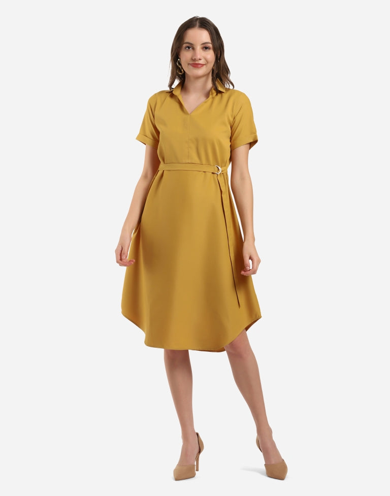 Mustard Flared Dress | Sudathi