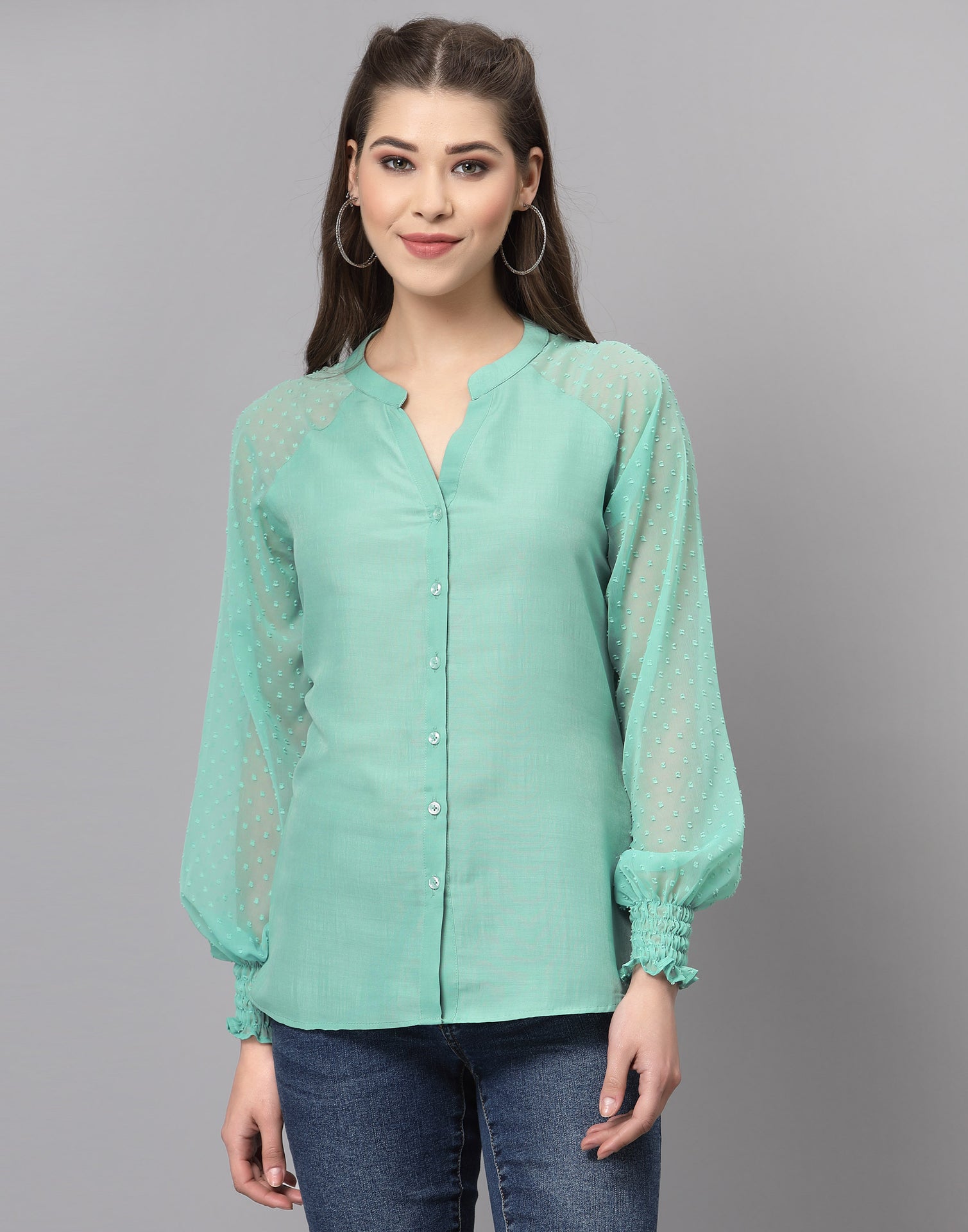Sea Green Raglan Sleeve Top | Sudathi