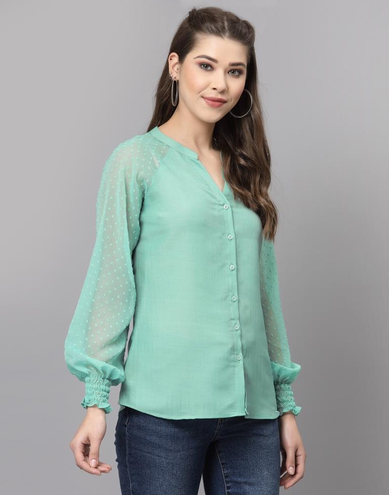 Sea Green Raglan Sleeve Top | Sudathi
