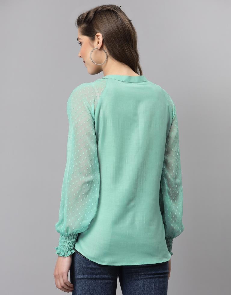 Sea Green Raglan Sleeve Top | Sudathi