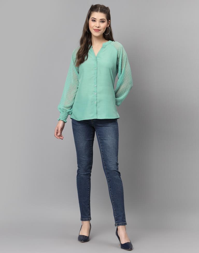 Sea Green Raglan Sleeve Top | Sudathi