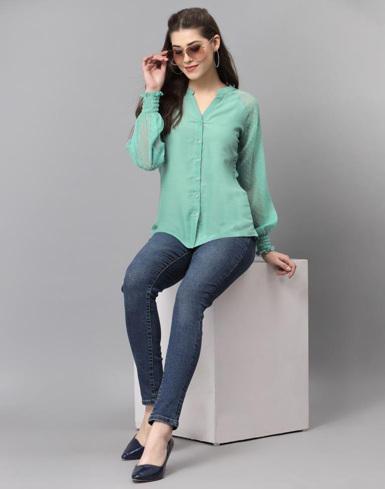 Sea Green Raglan Sleeve Top | Sudathi