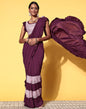 Wine Lycra Pre-Draped Saree With Embellished Border | Leemboodi