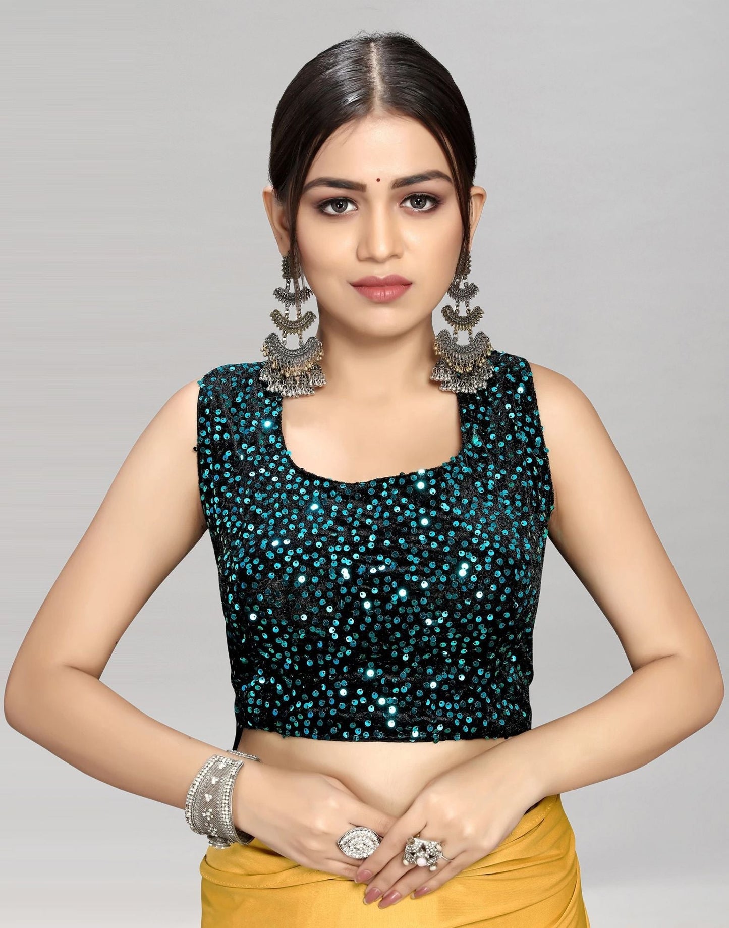 Mustard Yellow Plain Pre-draped Saree | Sudathi