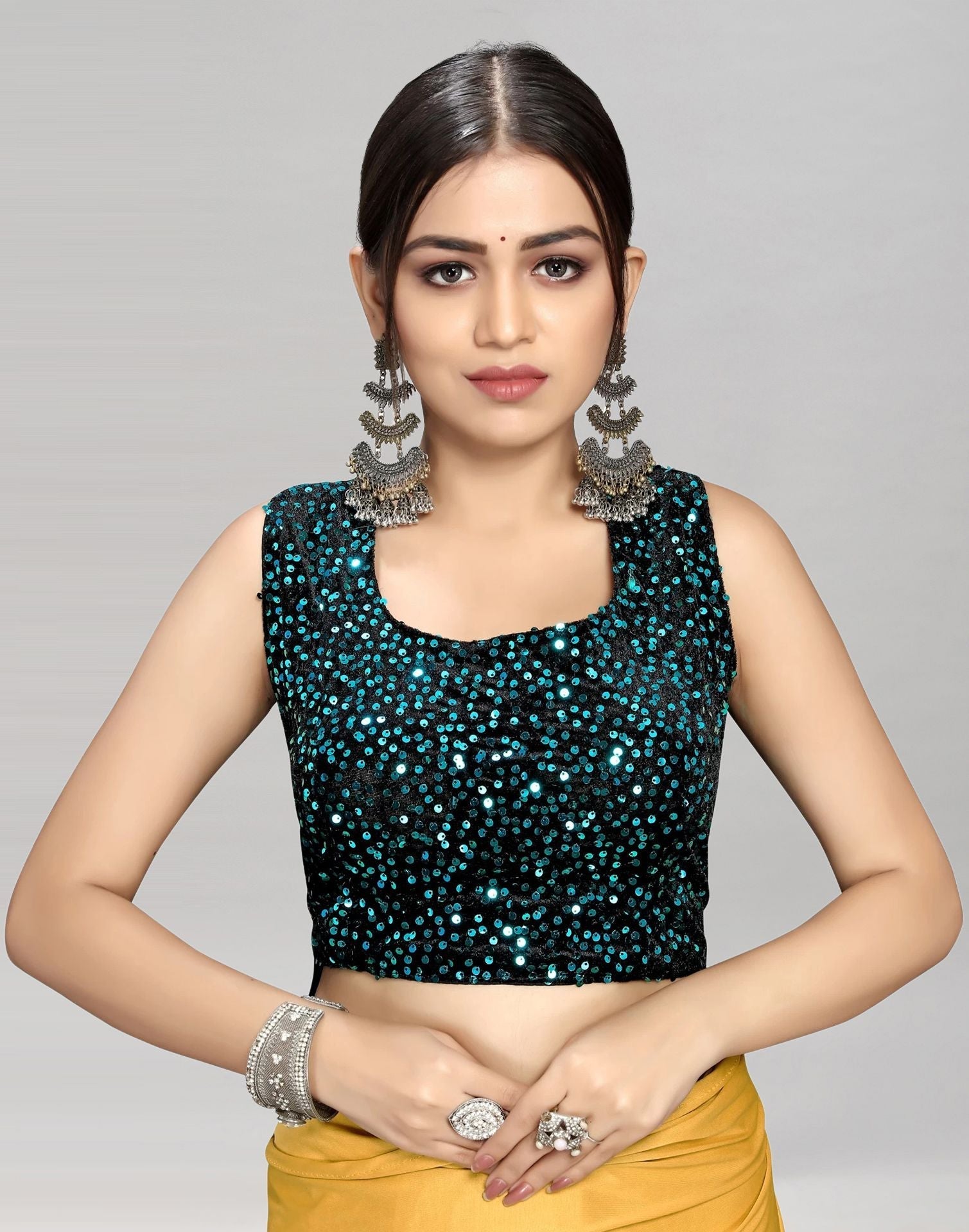 Mustard Yellow Plain Pre-draped Saree | Sudathi