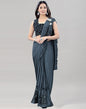Grey Plain Pre-draped Saree | Sudathi