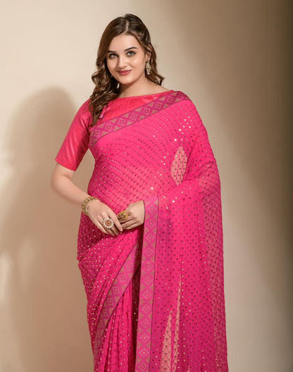 Pink Sequence Pre-draped Saree | Leemboodi