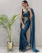 Still Blue Plain Pre-draped Saree | Sudathi