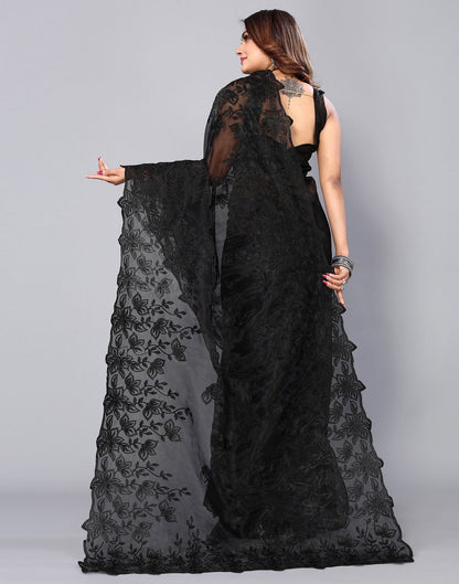 Black Organza Saree | Leemboodi
