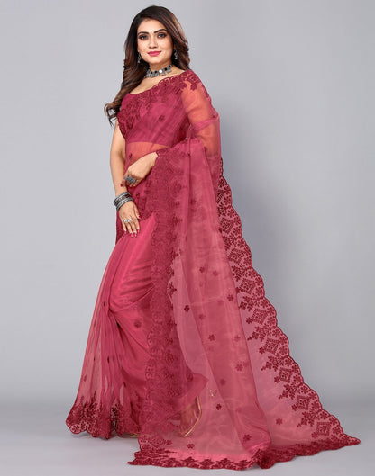 Maroon Organza Saree | Leemboodi