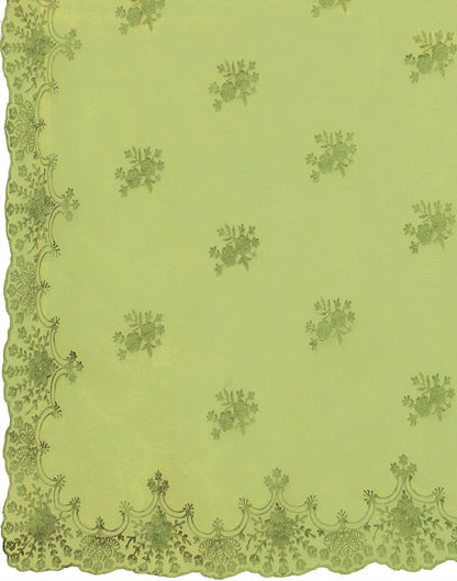 Olive Green Organza Embroidery Saree