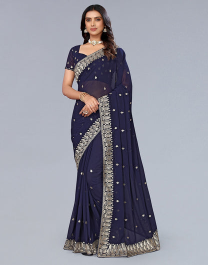 Blue Embroidery Saree | Leemboodi