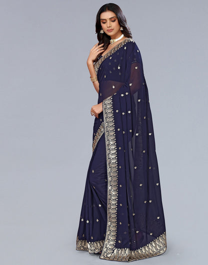 Blue Embroidery Saree | Leemboodi