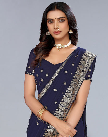 Blue Embroidery Saree | Leemboodi