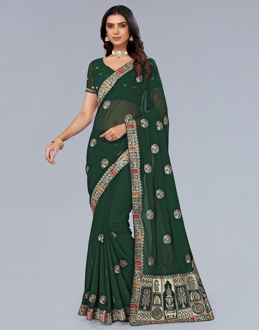 Green Embroidery Saree | Leemboodi