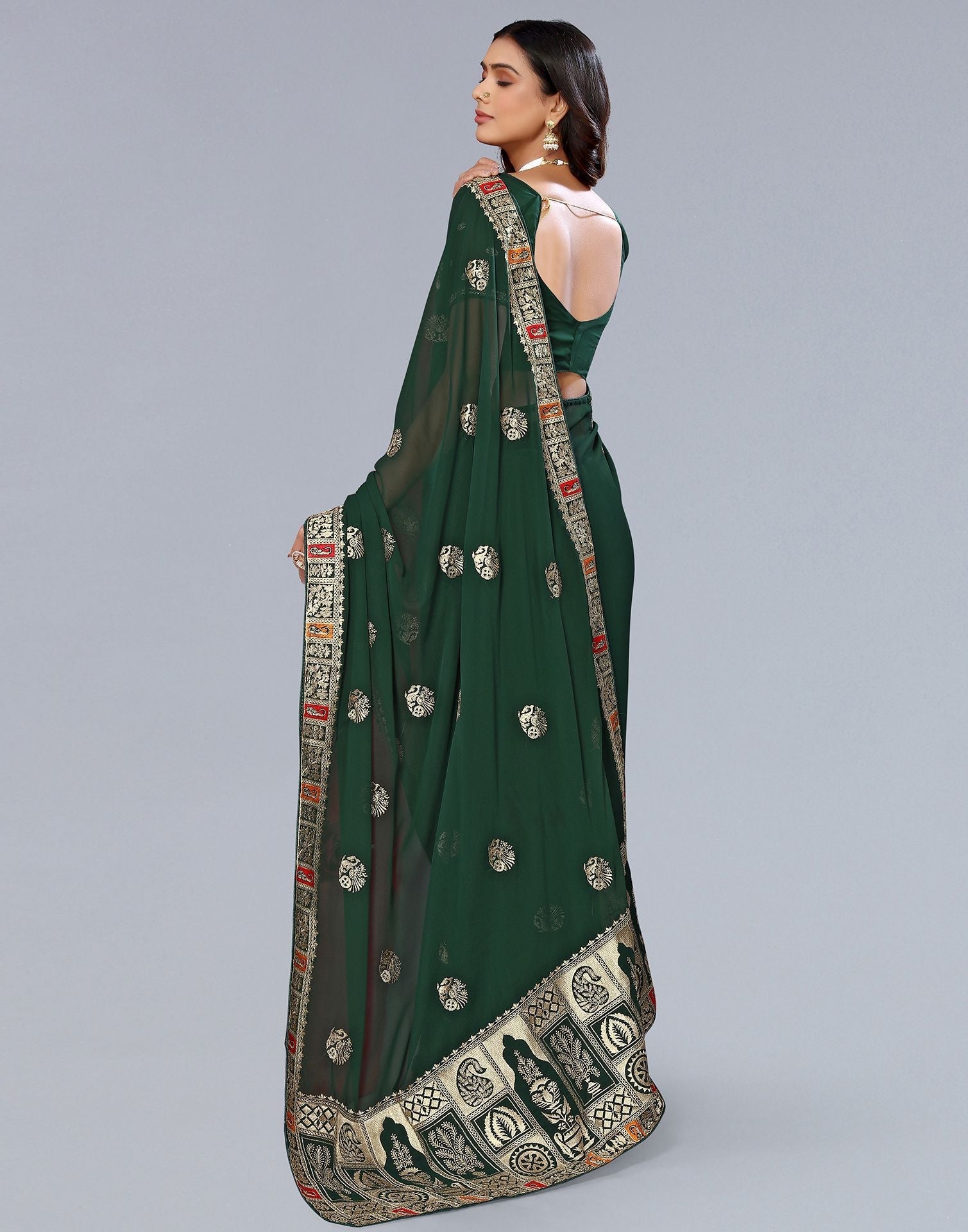 Green Embroidery Saree | Leemboodi