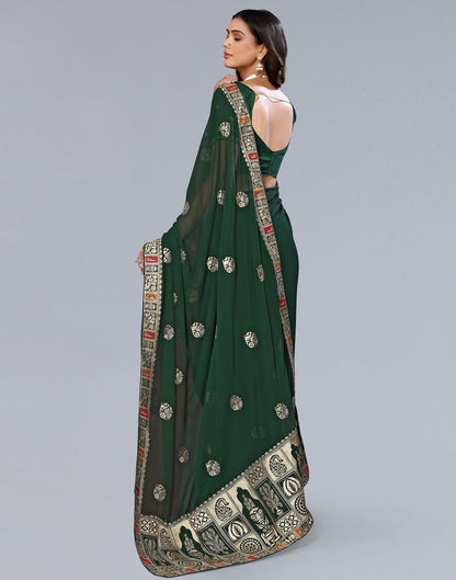 Green Embroidery Saree | Leemboodi