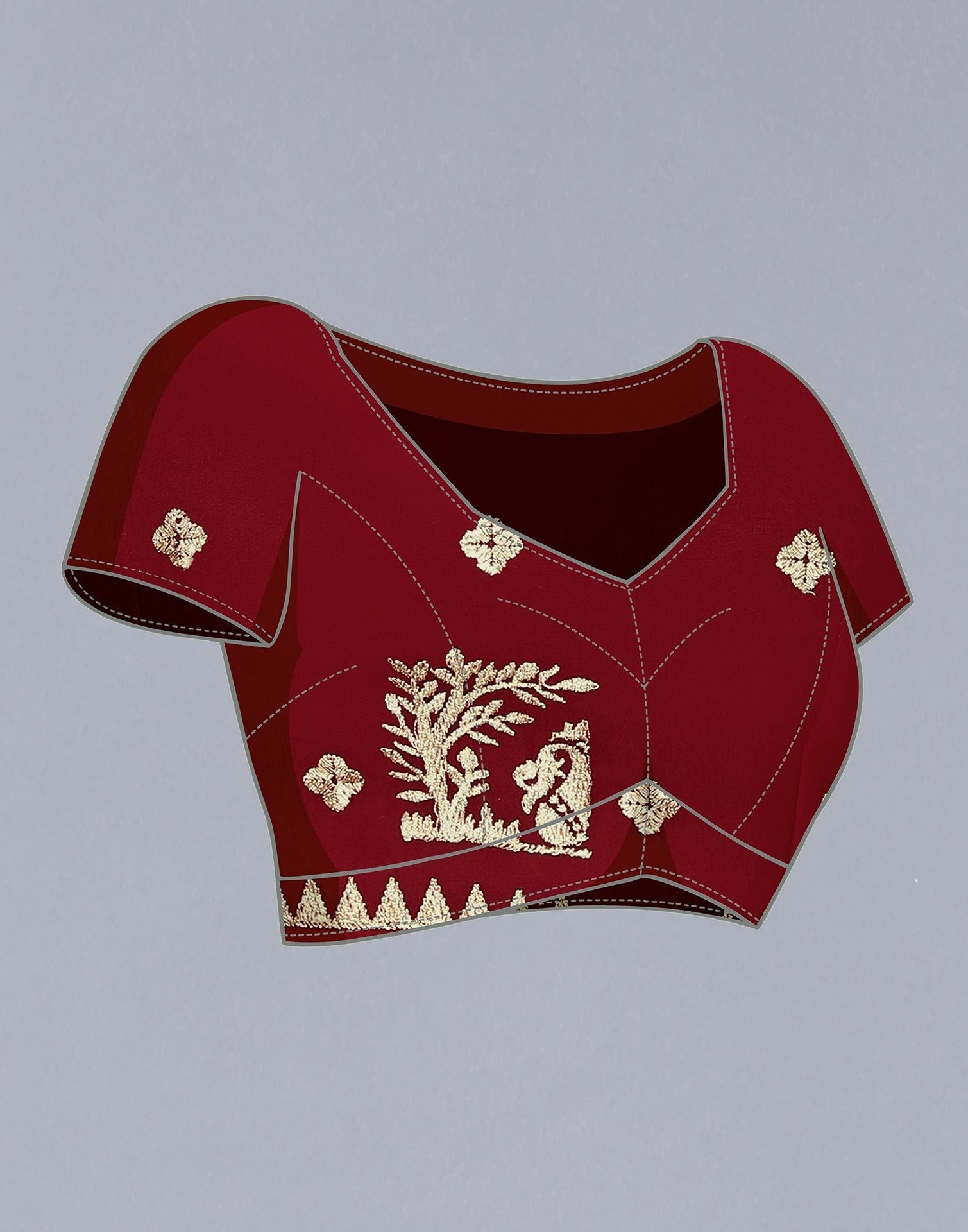 Maroon Embroidery Saree | Leemboodi