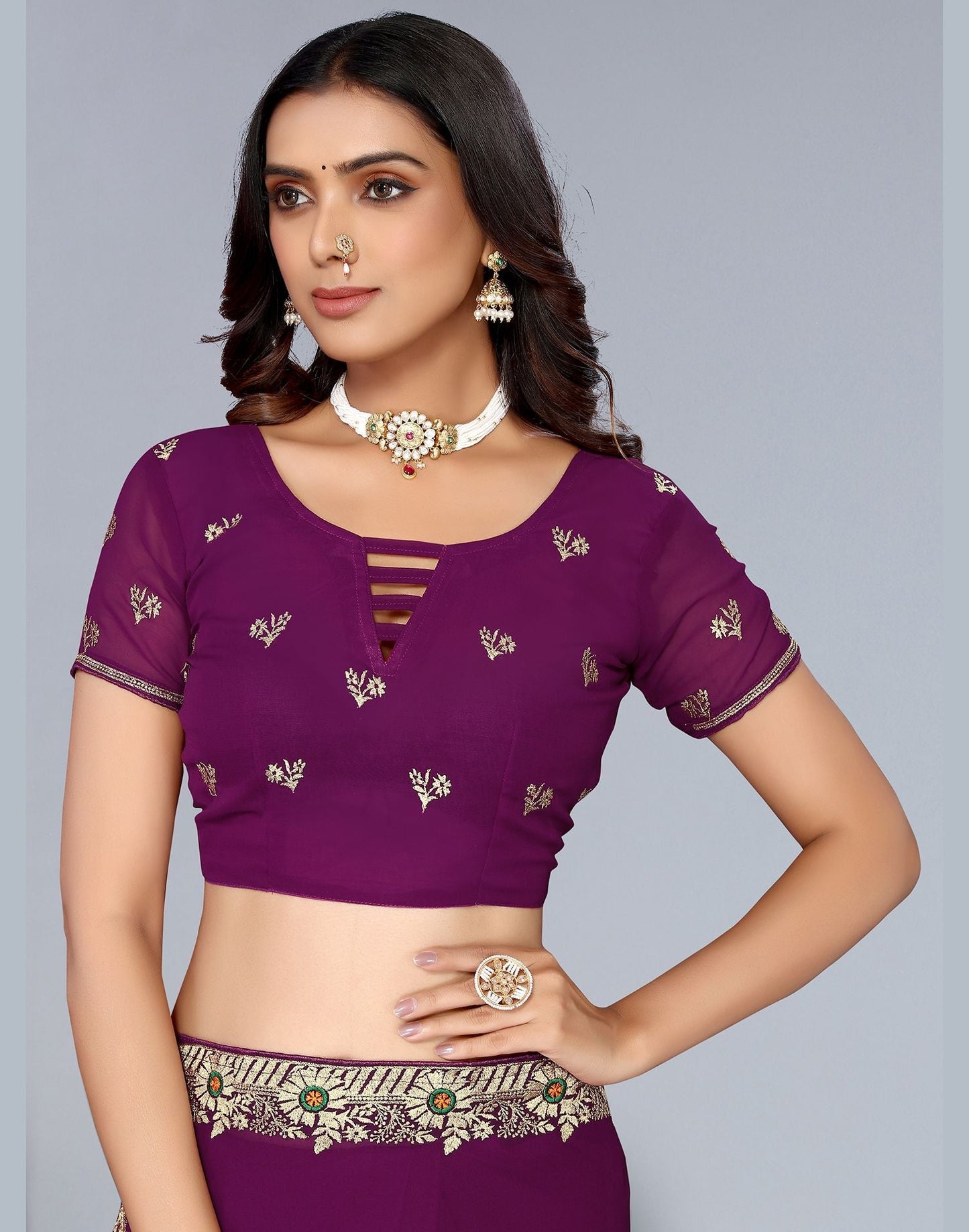 Wine Embroidery Saree | Leemboodi