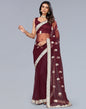 Maroon Net Embroidery Saree | Sudathi