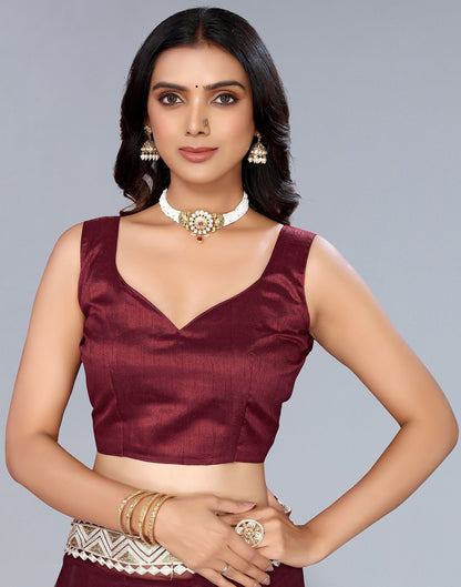 Maroon Net Embroidery Saree | Sudathi