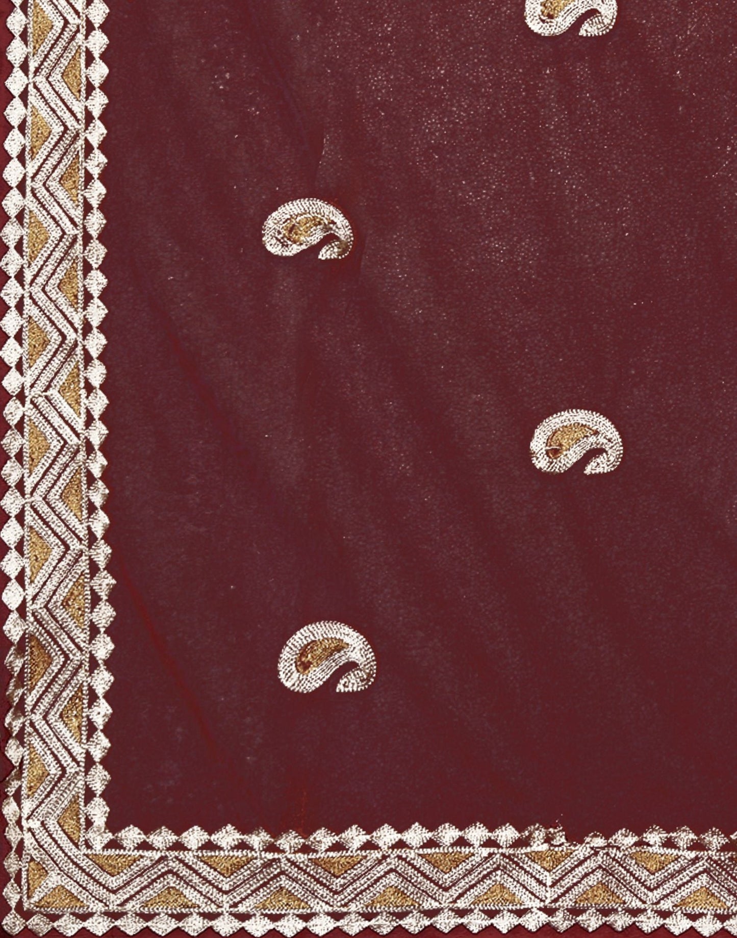 Maroon Net Embroidery Saree | Sudathi