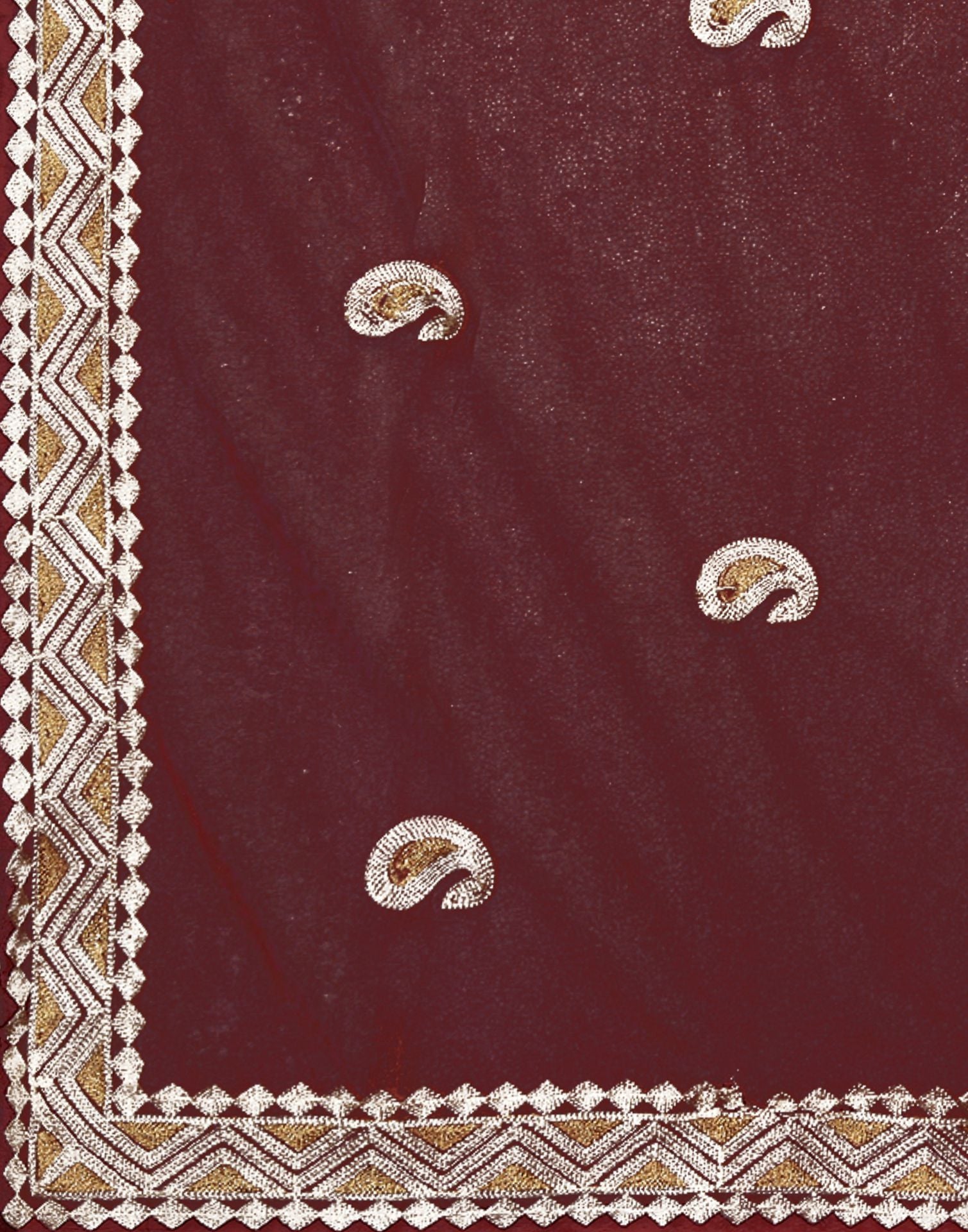 Maroon Net Embroidery Saree | Sudathi