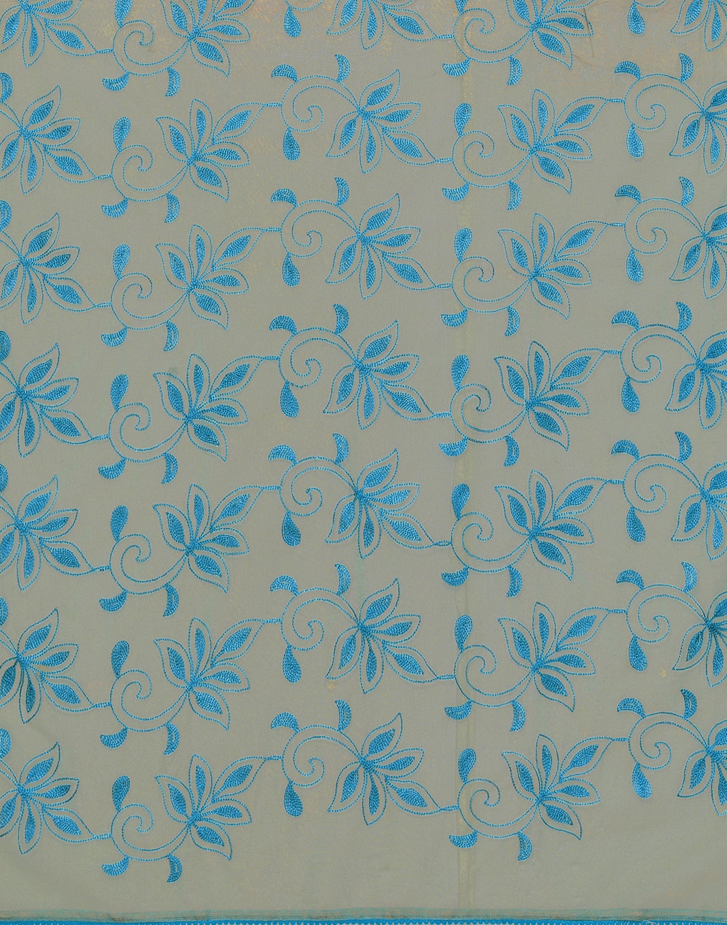 Blue Net Embroidery Saree