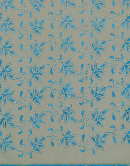 Blue Net Embroidery Saree