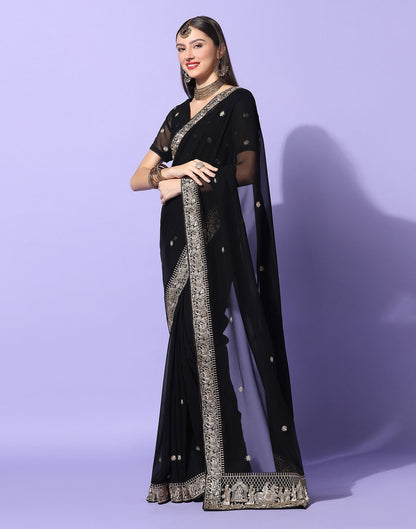 Black Embroidery Saree | Leemboodi