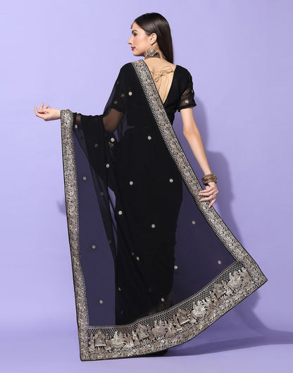 Black Embroidery Saree | Leemboodi
