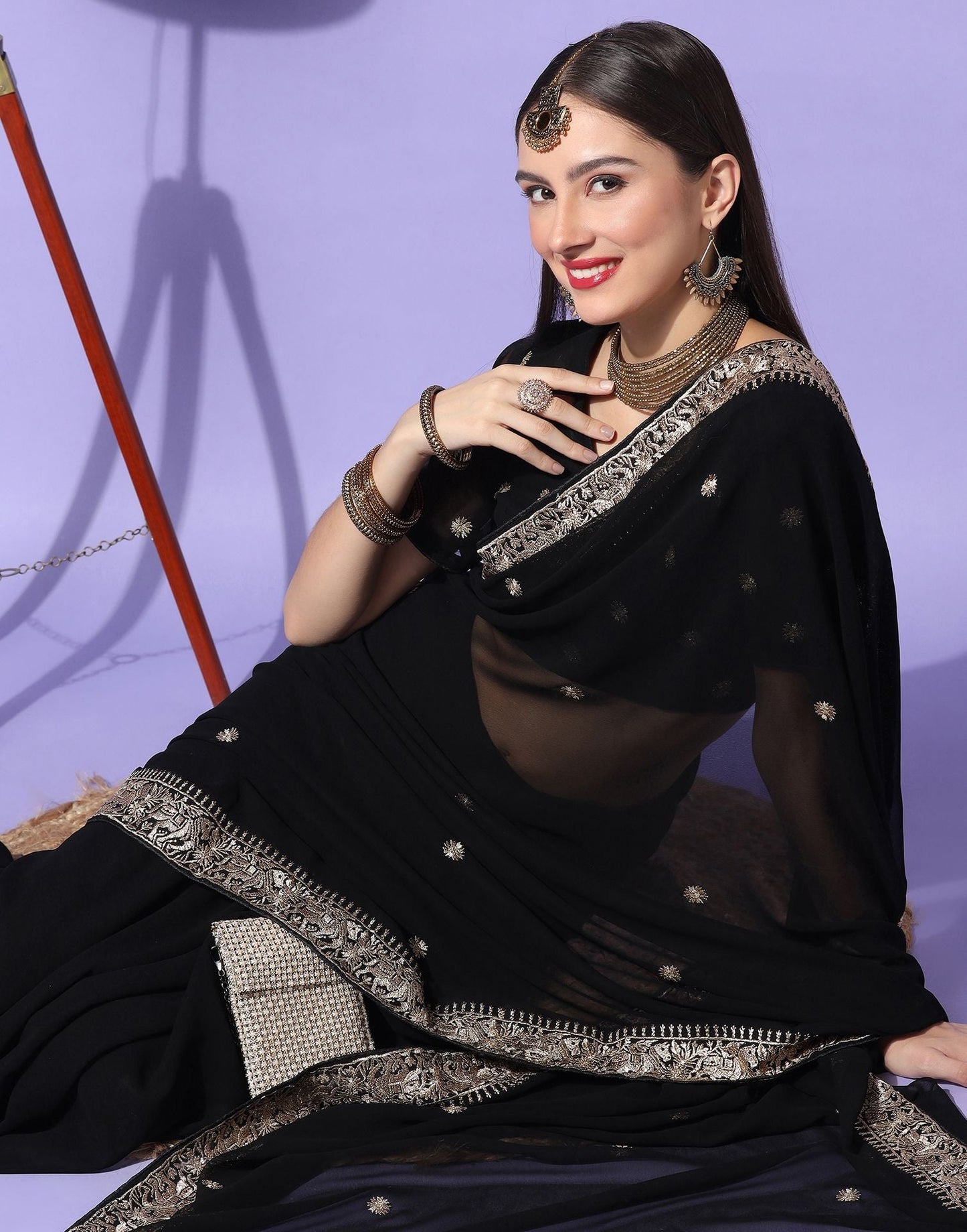 Black Embroidery Saree | Leemboodi