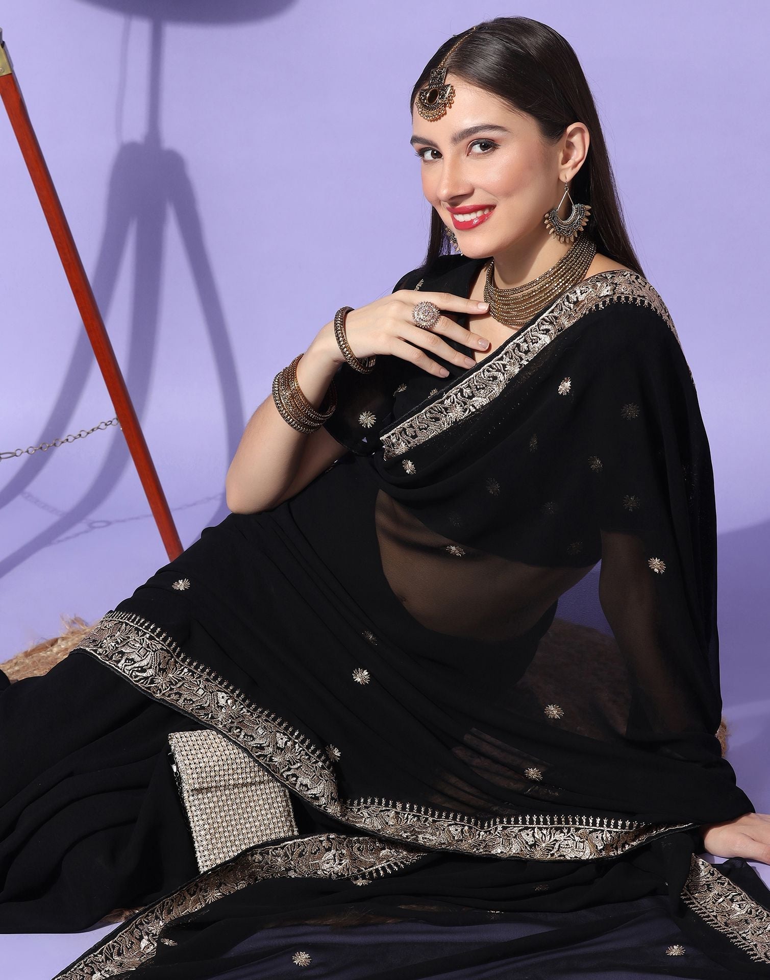 Black Embroidery Saree | Leemboodi