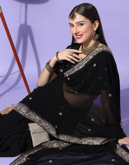 Black Embroidery Saree | Leemboodi