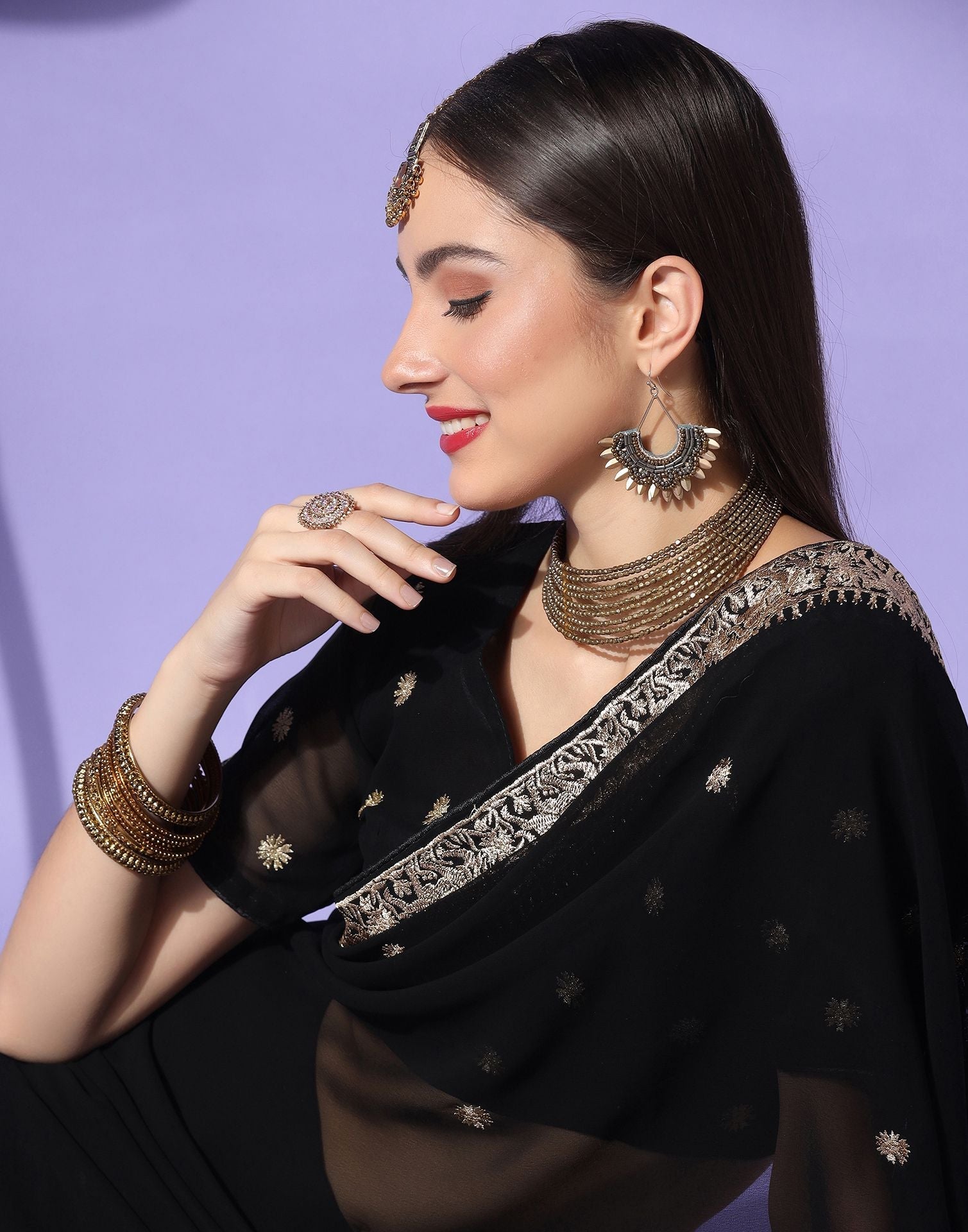 Black Embroidery Saree | Leemboodi