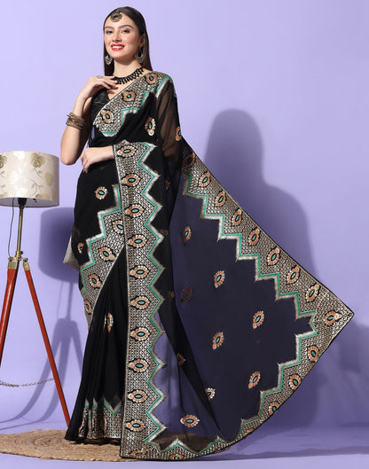 Black Embroidery Saree | Leemboodi