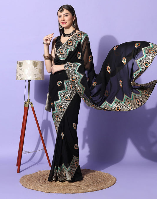 Black Embroidery Saree | Leemboodi