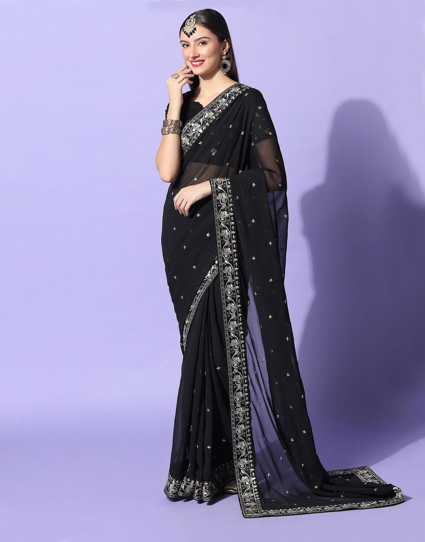 Black Embroidery Saree | Leemboodi