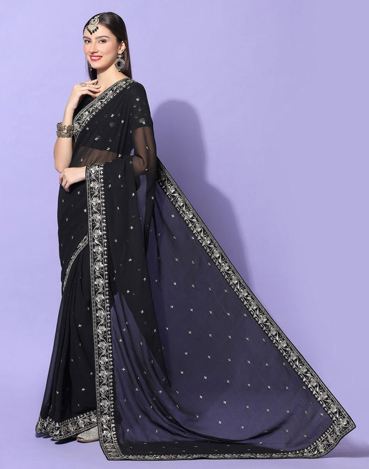 Black Embroidery Saree | Leemboodi
