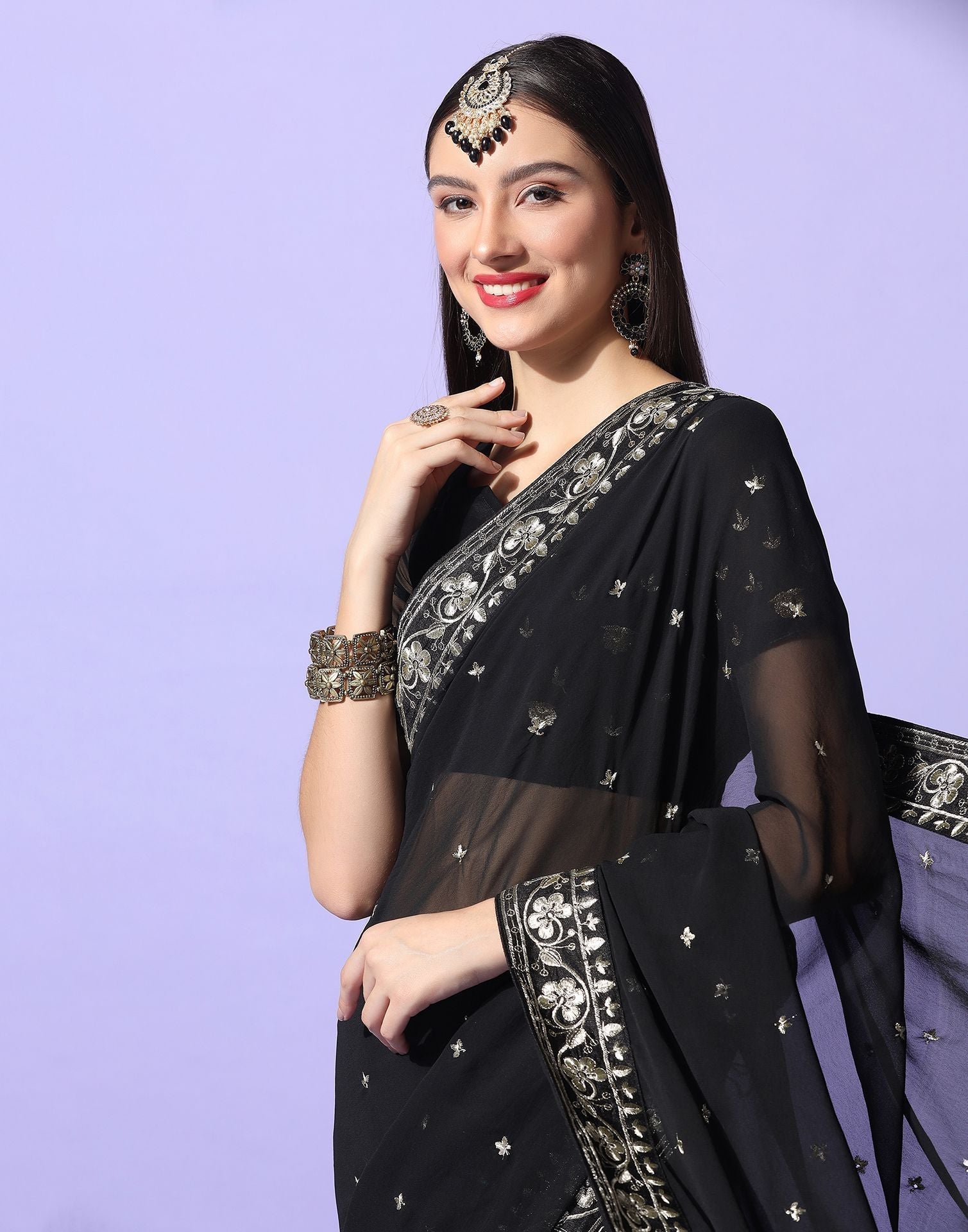 Black Embroidery Saree | Leemboodi