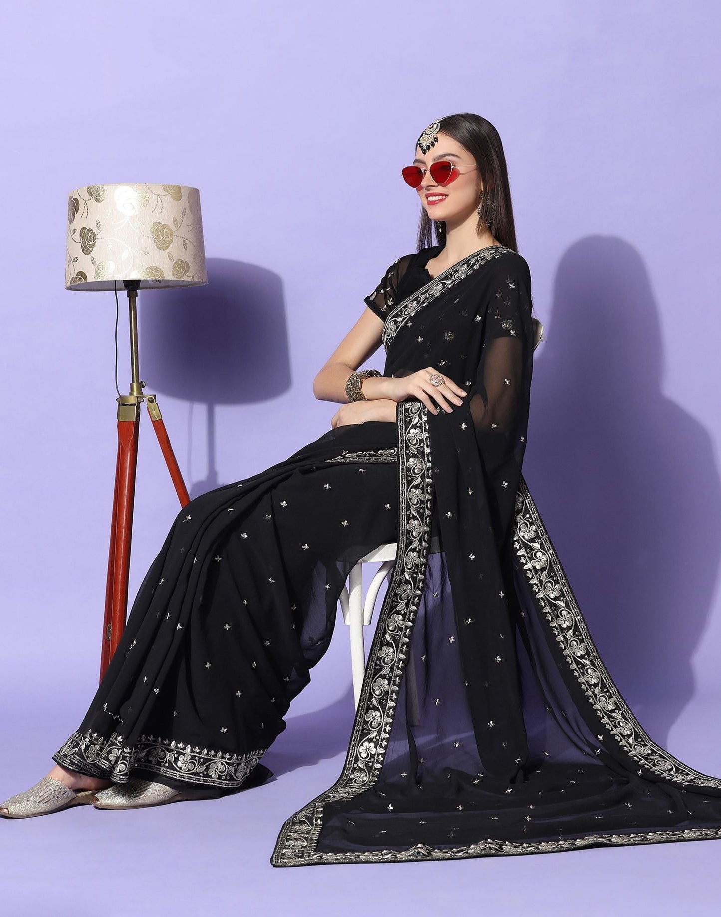 Black Embroidery Saree | Leemboodi