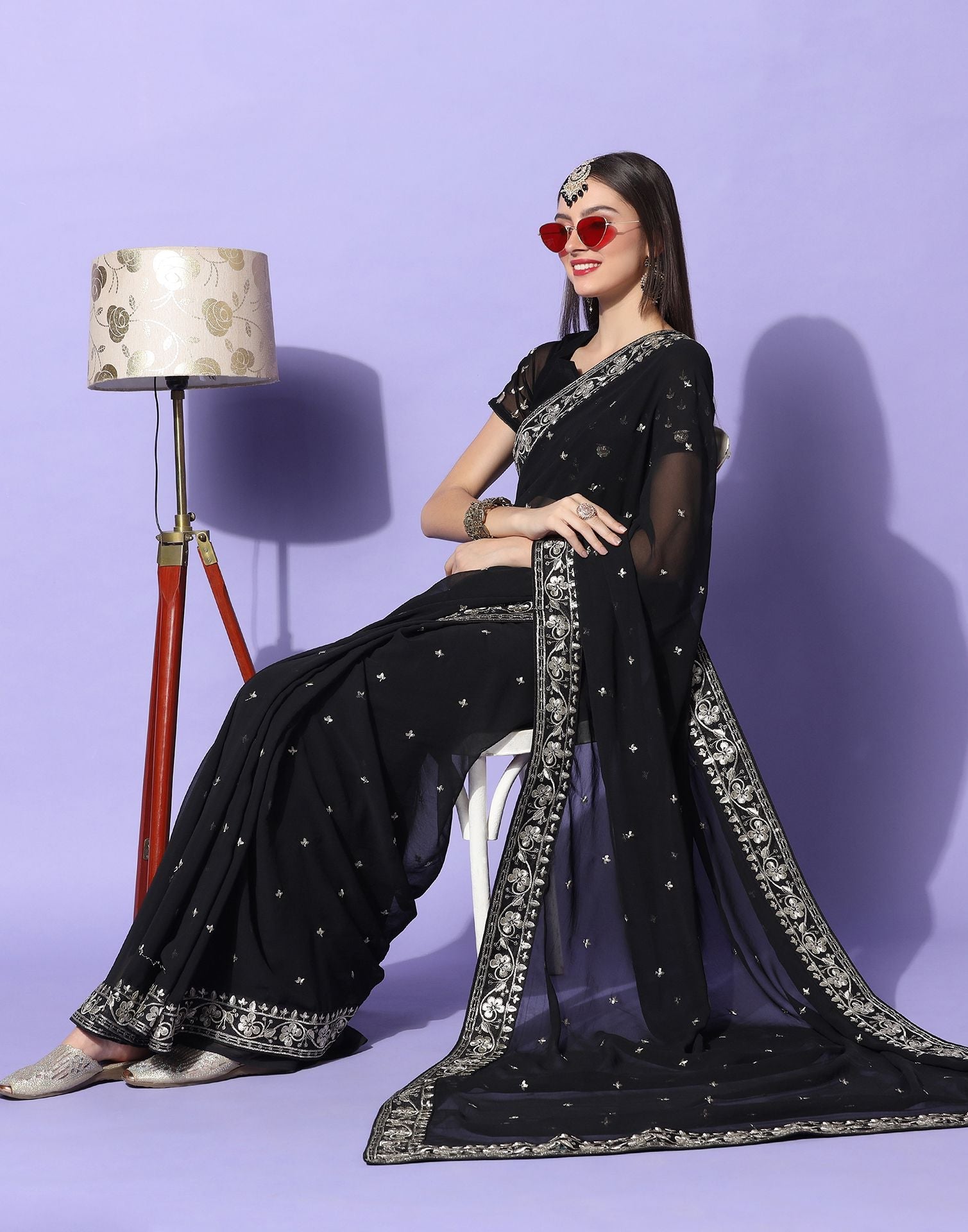 Black Embroidery Saree | Leemboodi